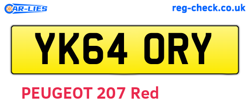 YK64ORY are the vehicle registration plates.