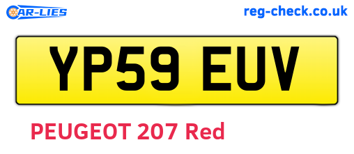 YP59EUV are the vehicle registration plates.