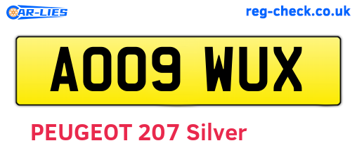AO09WUX are the vehicle registration plates.