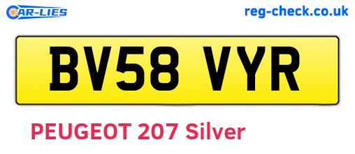 BV58VYR are the vehicle registration plates.