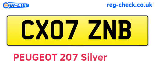 CX07ZNB are the vehicle registration plates.