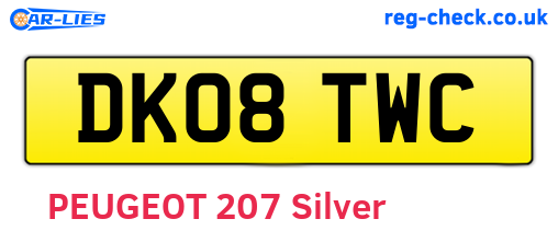 DK08TWC are the vehicle registration plates.
