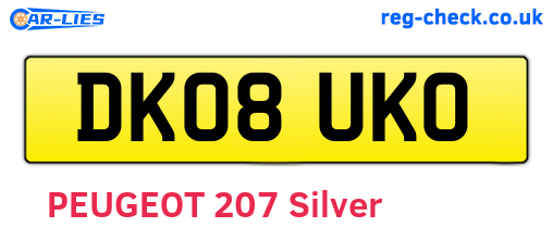 DK08UKO are the vehicle registration plates.