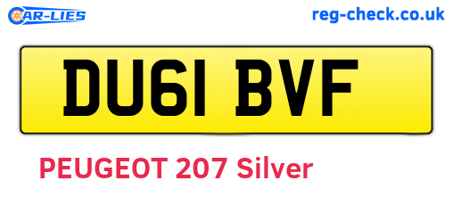 DU61BVF are the vehicle registration plates.