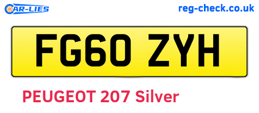 FG60ZYH are the vehicle registration plates.
