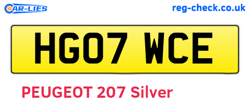 HG07WCE are the vehicle registration plates.