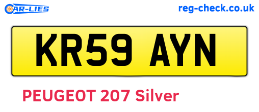 KR59AYN are the vehicle registration plates.