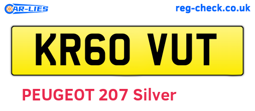 KR60VUT are the vehicle registration plates.