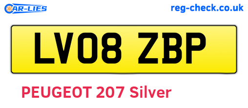 LV08ZBP are the vehicle registration plates.