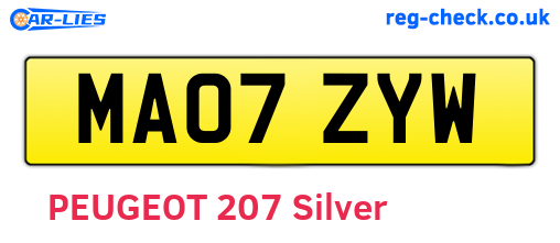 MA07ZYW are the vehicle registration plates.