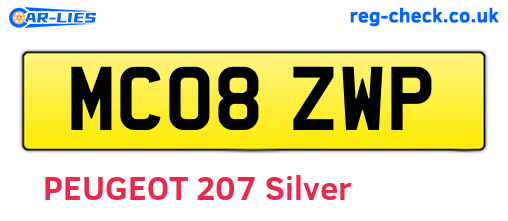 MC08ZWP are the vehicle registration plates.