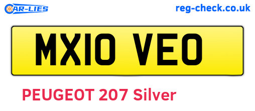 MX10VEO are the vehicle registration plates.