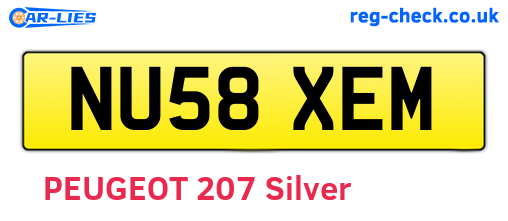 NU58XEM are the vehicle registration plates.