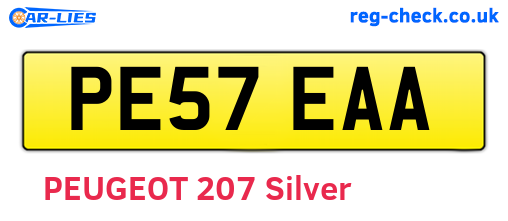PE57EAA are the vehicle registration plates.