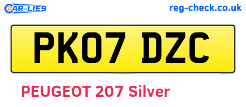 PK07DZC are the vehicle registration plates.