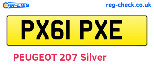 PX61PXE are the vehicle registration plates.