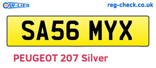 SA56MYX are the vehicle registration plates.