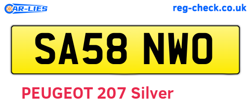 SA58NWO are the vehicle registration plates.