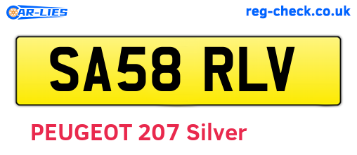 SA58RLV are the vehicle registration plates.