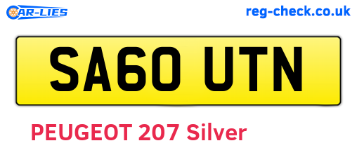 SA60UTN are the vehicle registration plates.