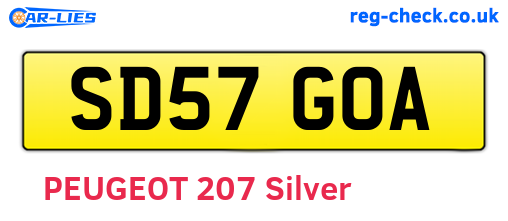 SD57GOA are the vehicle registration plates.