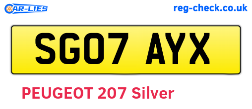 SG07AYX are the vehicle registration plates.