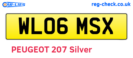 WL06MSX are the vehicle registration plates.