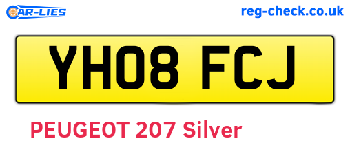 YH08FCJ are the vehicle registration plates.
