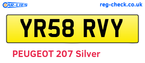 YR58RVY are the vehicle registration plates.