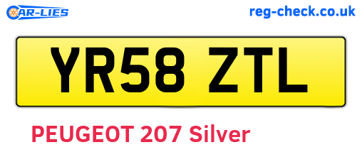 YR58ZTL are the vehicle registration plates.