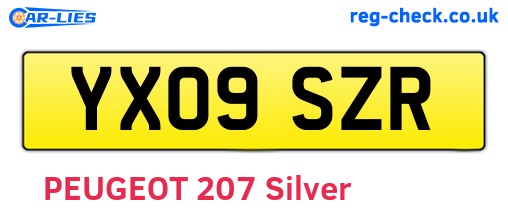 YX09SZR are the vehicle registration plates.
