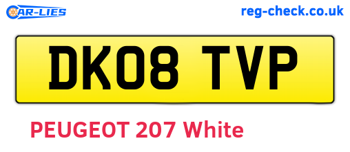 DK08TVP are the vehicle registration plates.