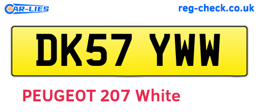 DK57YWW are the vehicle registration plates.