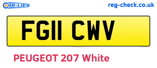 FG11CWV are the vehicle registration plates.