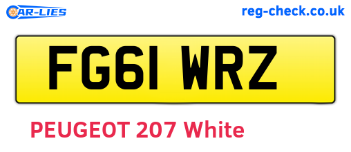 FG61WRZ are the vehicle registration plates.