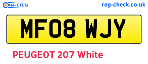 MF08WJY are the vehicle registration plates.