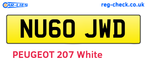 NU60JWD are the vehicle registration plates.