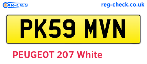 PK59MVN are the vehicle registration plates.