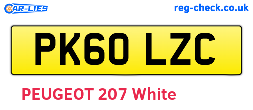 PK60LZC are the vehicle registration plates.
