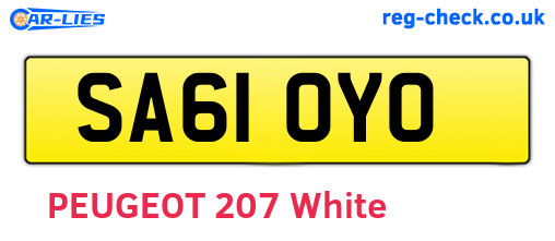SA61OYO are the vehicle registration plates.