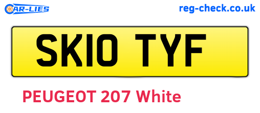 SK10TYF are the vehicle registration plates.