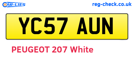 YC57AUN are the vehicle registration plates.