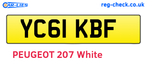 YC61KBF are the vehicle registration plates.