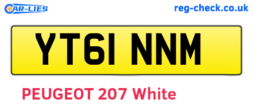 YT61NNM are the vehicle registration plates.