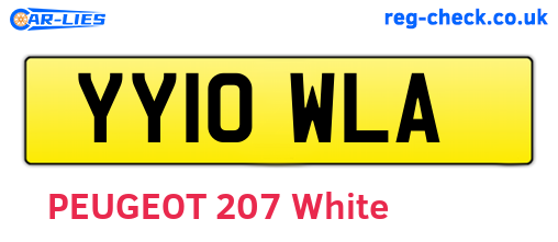 YY10WLA are the vehicle registration plates.