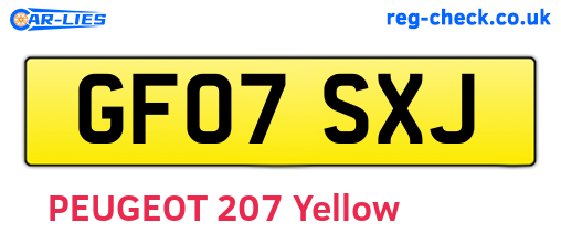 GF07SXJ are the vehicle registration plates.
