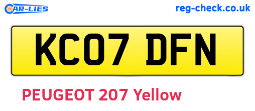 KC07DFN are the vehicle registration plates.