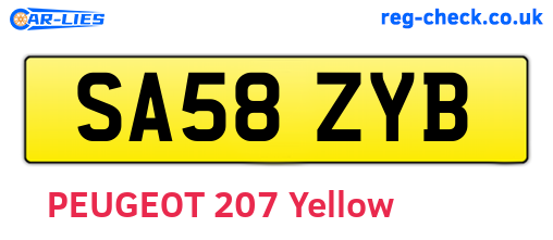 SA58ZYB are the vehicle registration plates.