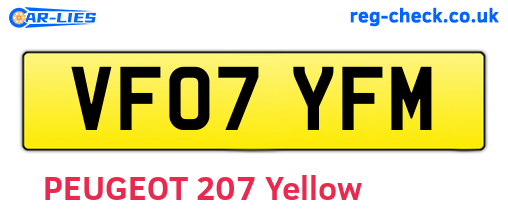 VF07YFM are the vehicle registration plates.