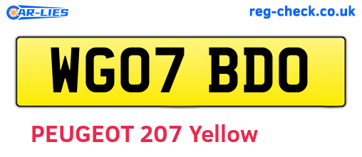WG07BDO are the vehicle registration plates.